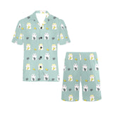 Cute hamster cheese pattern Men's V-Neck Short Pajama Set