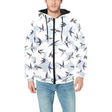 Swallow Pattern Print Design 05 Men's Padded Hooded Jacket