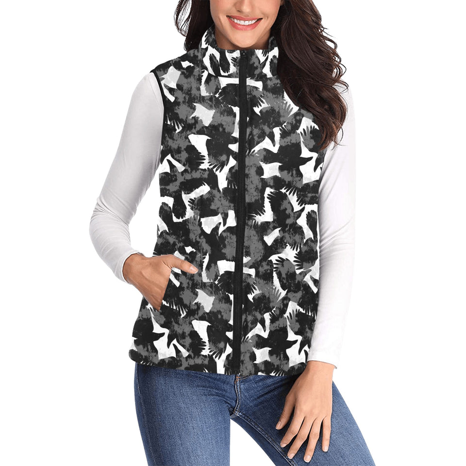 Crow illustration pattern Women's Padded Vest