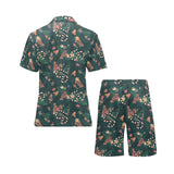 Snake forest pattern Men's V-Neck Short Pajama Set