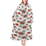 Ladybug Pattern Print Design 05 Blanket Robe with Sleeves