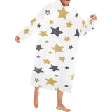 hand drawn gold black star pattern Blanket Robe with Sleeves