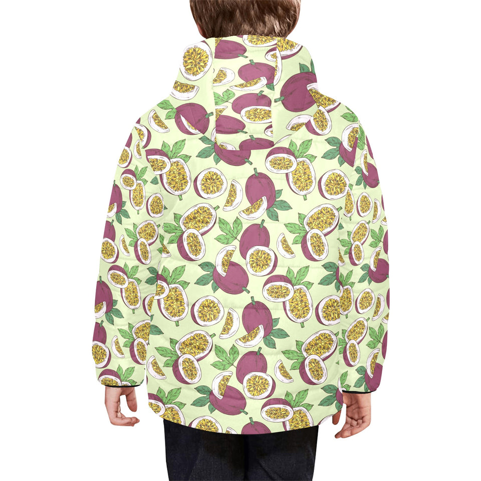 Paassion fruit pattern Kids' Boys' Girls' Padded Hooded Jacket