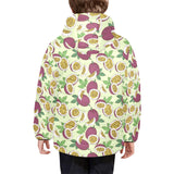 Paassion fruit pattern Kids' Boys' Girls' Padded Hooded Jacket