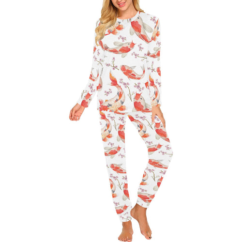 Watercolor Koi Fish Carp Fish pattern Women's All Over Print Pajama Set