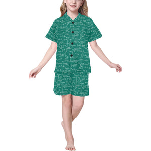 Math Pattern Print Design 01 Kids' Boys' Girls' V-Neck Short Pajama Set