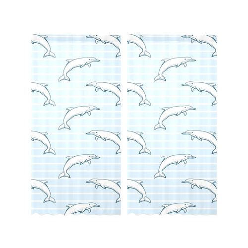 Dolphin blue striped background Gauze Curtain
