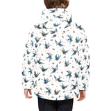 Swallow Pattern Print Design 04 Kids' Boys' Girls' Padded Hooded Jacket