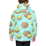 Kiwi blue background Kids' Boys' Girls' Padded Hooded Jacket