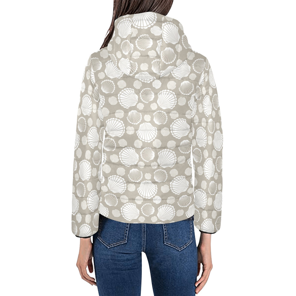 Scallop shell pattern Women's Padded Hooded Jacket