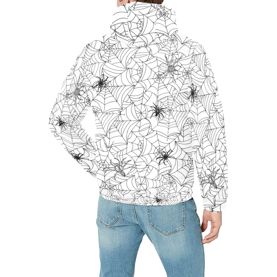 Spider web cobweb pattern Men's Padded Hooded Jacket