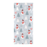 Snowman christmas tree snow gray background Beach Towel