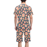 Christmas gingerbread cookie pattern Men's V-Neck Short Pajama Set