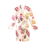 Cake cupcake sweets pattern Women's Long Sleeve Belted Night Robe