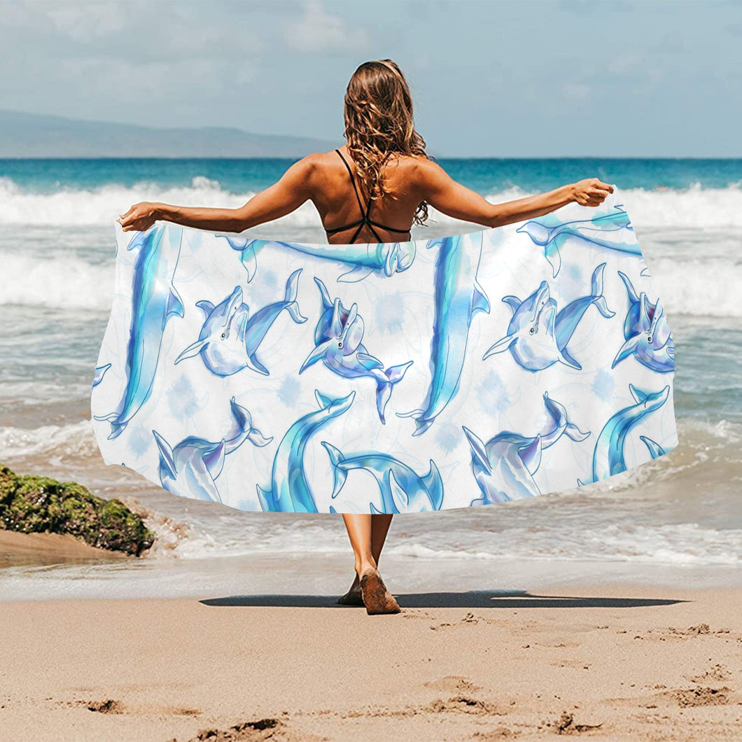 Watercolor dolphin pattern Beach Towel