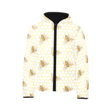 Bee honeycomb seamless design pattern Kids' Boys' Girls' Padded Hooded Jacket