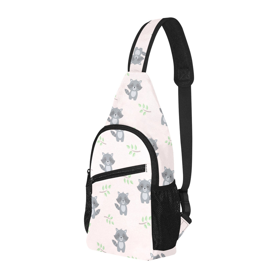 cute raccoons leaves pattern All Over Print Chest Bag