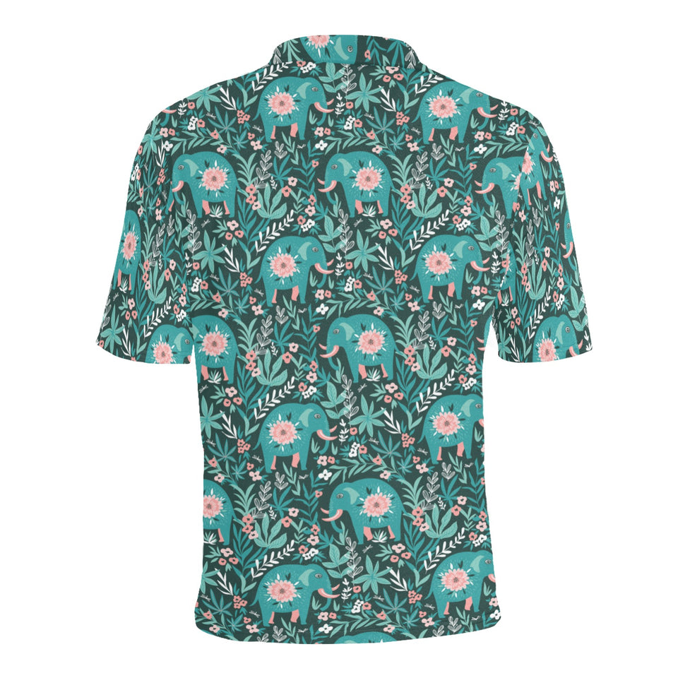 Elephants jungle pattern Men's All Over Print Polo Shirt