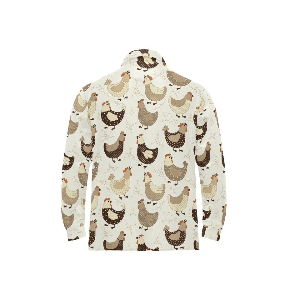 Cute rooster chicken cock Men's Long Sleeve Polo Shirt