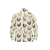 Cute rooster chicken cock Men's Long Sleeve Polo Shirt