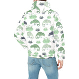 Chameleon lizard succulent plant pattern Men's Padded Hooded Jacket