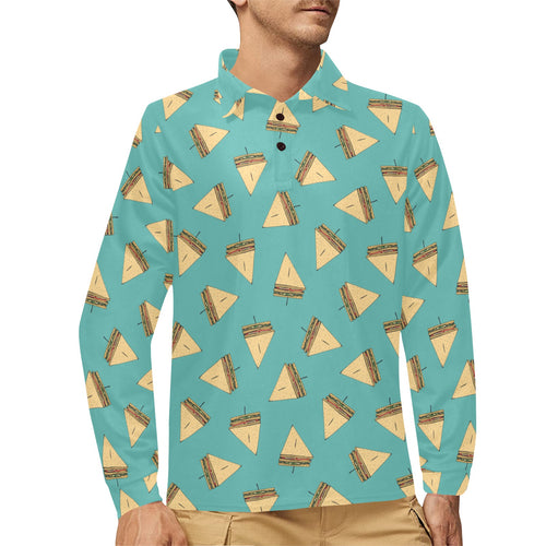 Sandwich Pattern Print Design 03 Men's Long Sleeve Polo Shirt