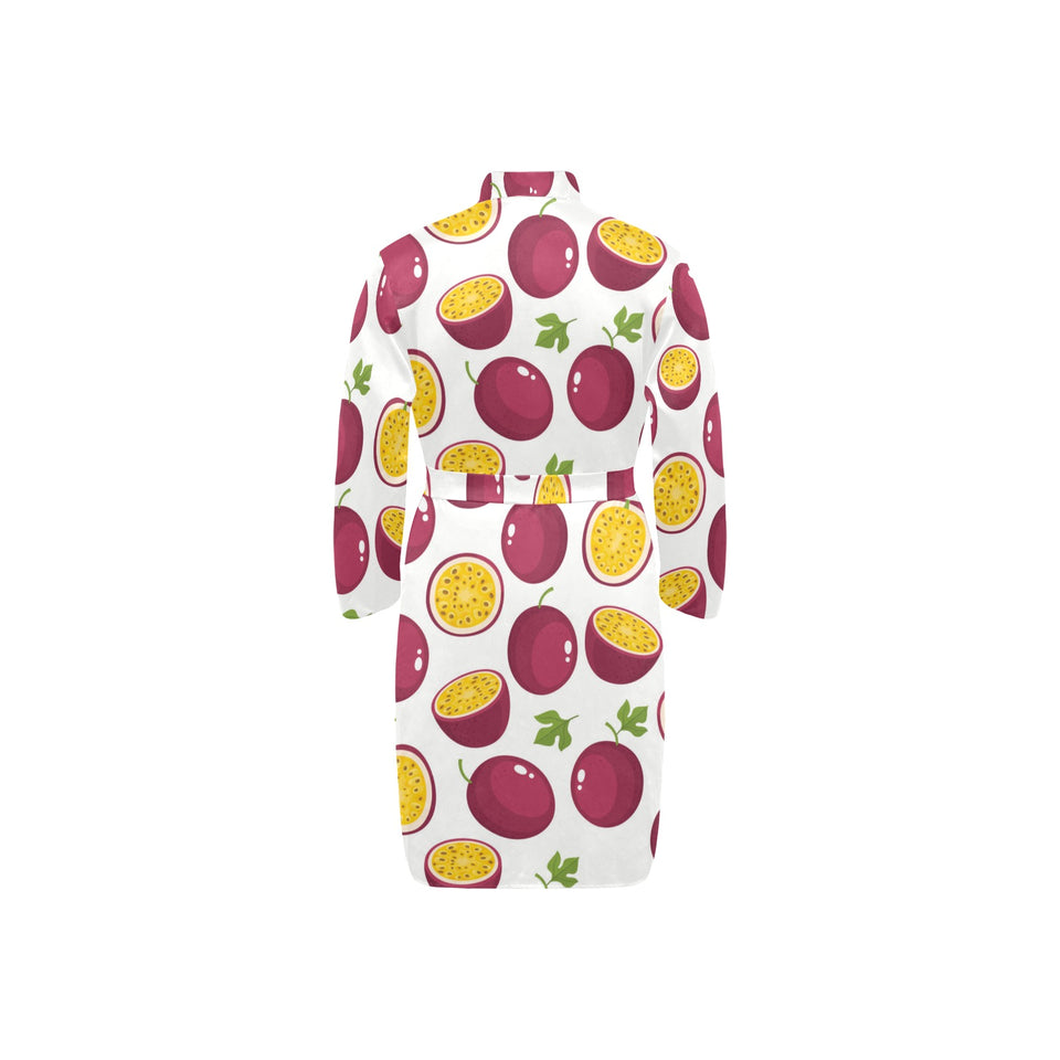 Passion fruit design pattern Men's Long Sleeve Belted Night Robe