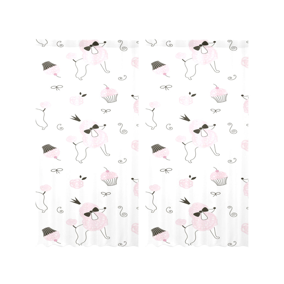 Poodle dog rose cake pattern Gauze Curtain