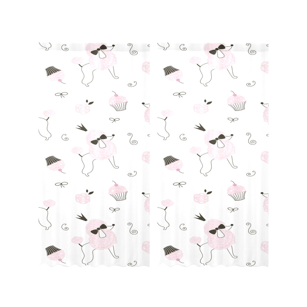 Poodle dog rose cake pattern Gauze Curtain