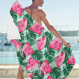 Watermelons tropical palm leaves pattern Beach Towel