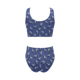 Seagull Pattern Print Design 03 Chest Bowknot High Waisted Bikini Swimsuit
