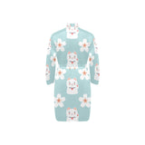 Maneki neko cat sakura Men's Long Sleeve Belted Night Robe