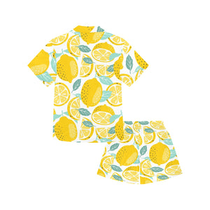 lemon design pattern Kids' Boys' Girls' V-Neck Short Pajama Set