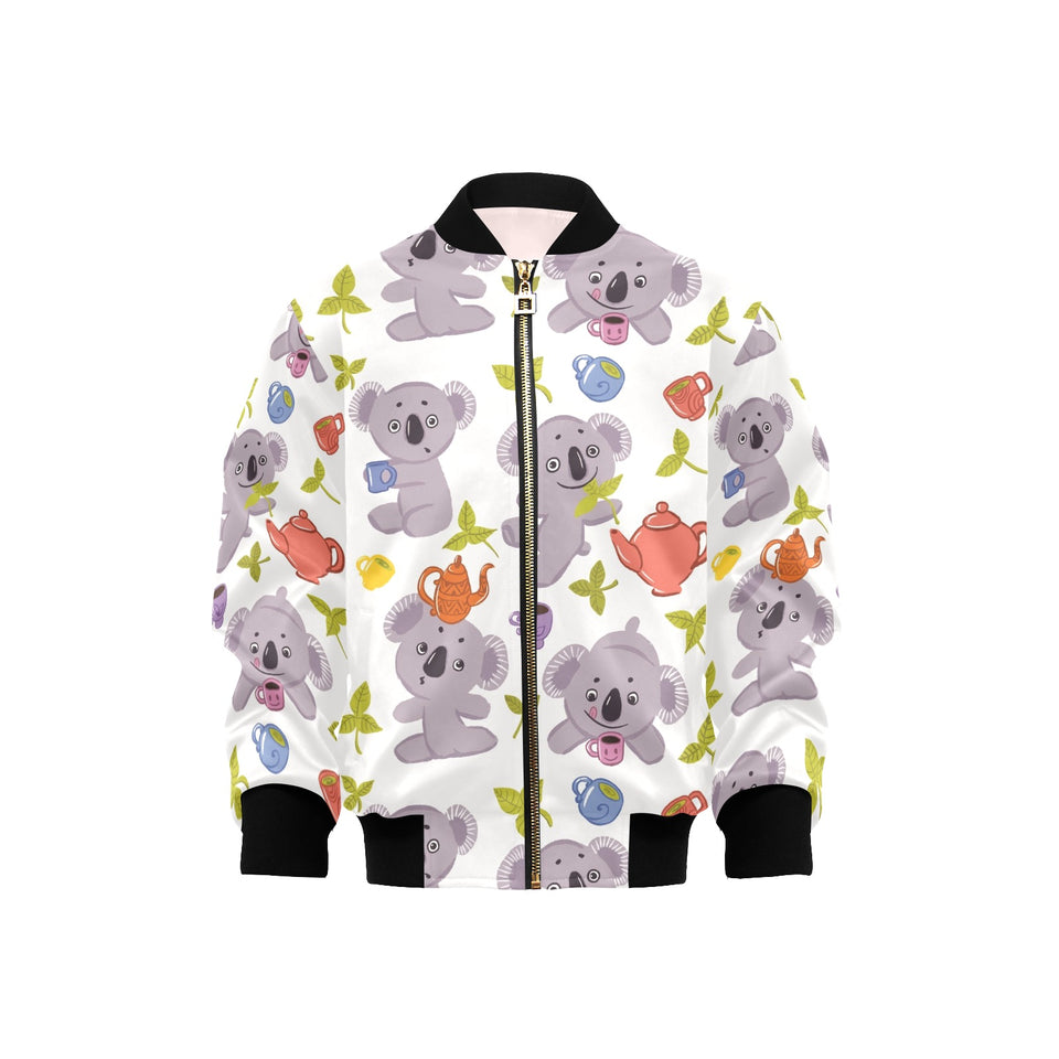 Cute koalas teapots tea Kids' Boys' Girls' Bomber Jacket