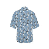 Seagull Pattern Print Design 04 Women's All Over Print Hawaiian Shirt