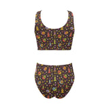 Snail Pattern Print Design 02 Chest Bowknot High Waisted Bikini Swimsuit
