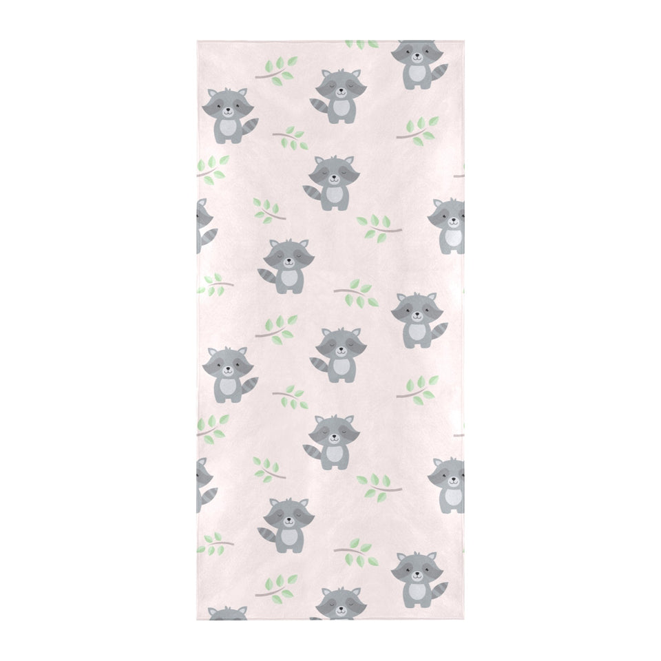 cute raccoons leaves pattern Beach Towel