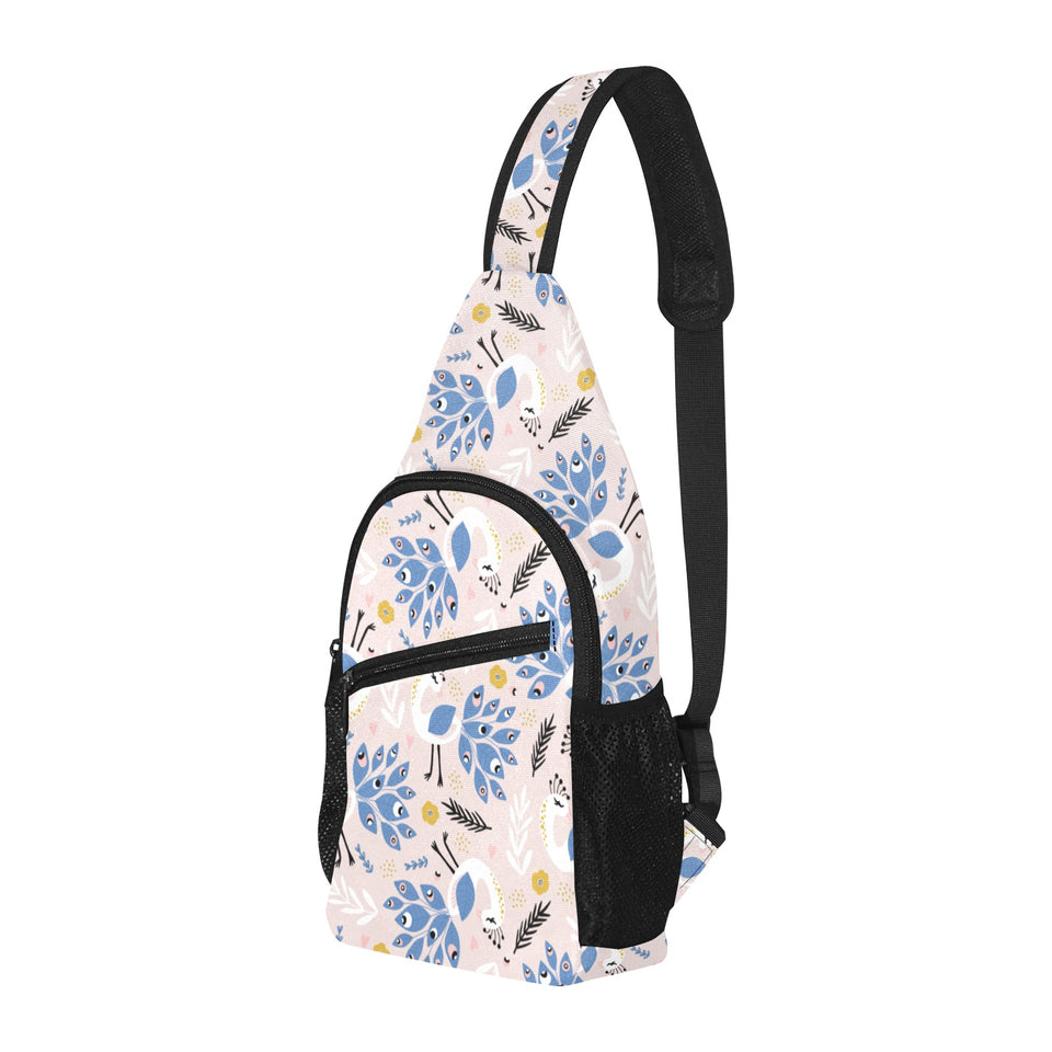 Cute peacock pattern All Over Print Chest Bag