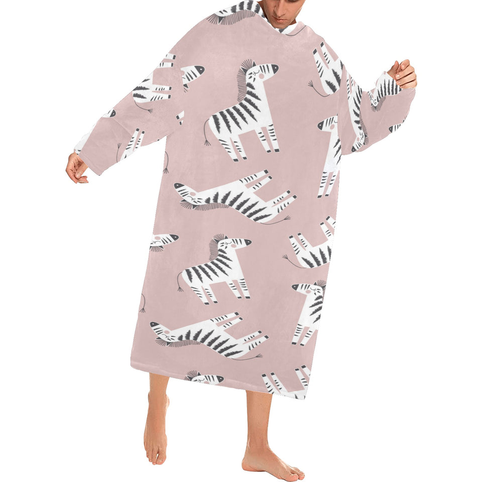 Cute zebra pattern Blanket Robe with Sleeves