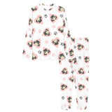 Cute pugs pink heart paw pattern Women's All Over Print Pajama Set
