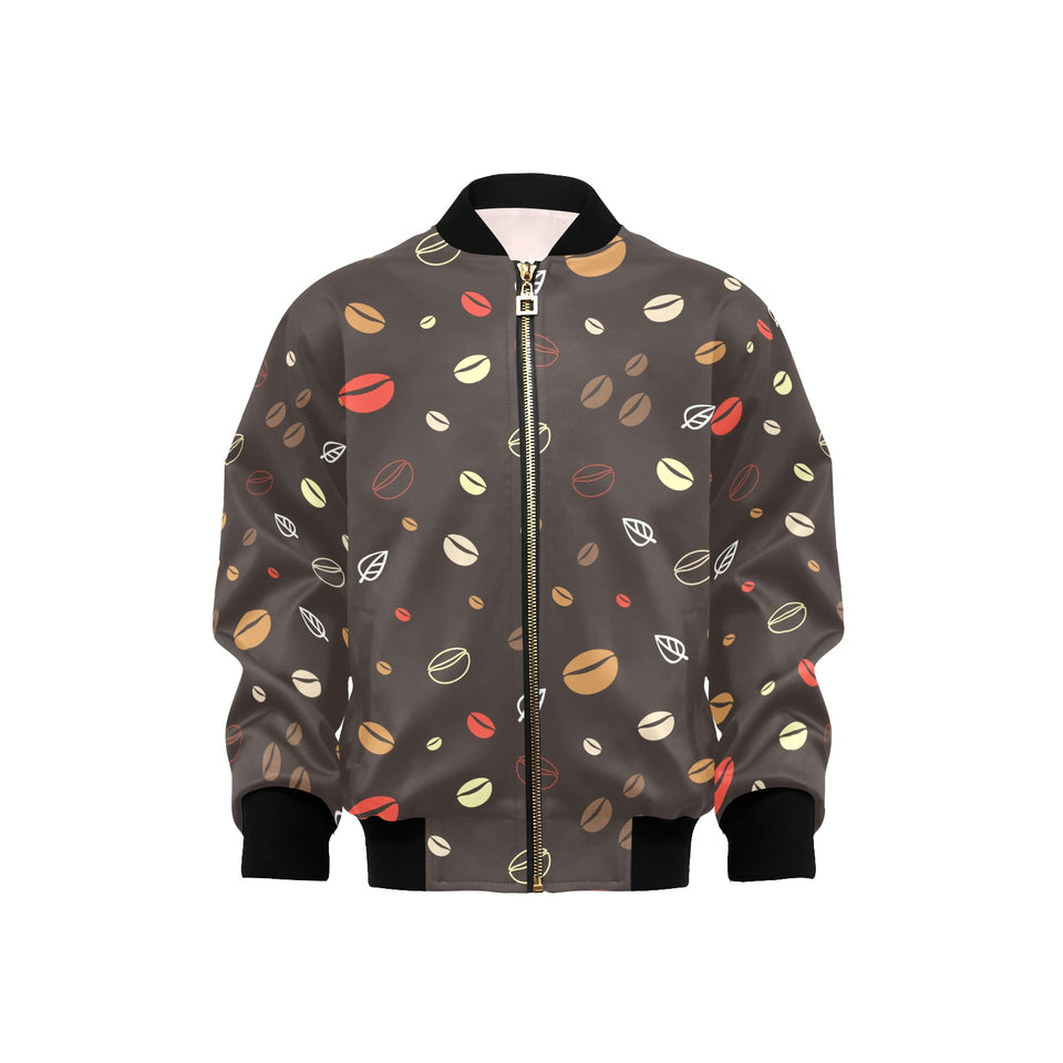 Coffee bean leave pattern Kids' Boys' Girls' Bomber Jacket