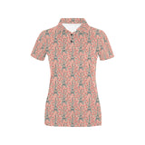 Eiffel Tower Flower Pattern Design 03 Women's All Over Print Polo Shirt