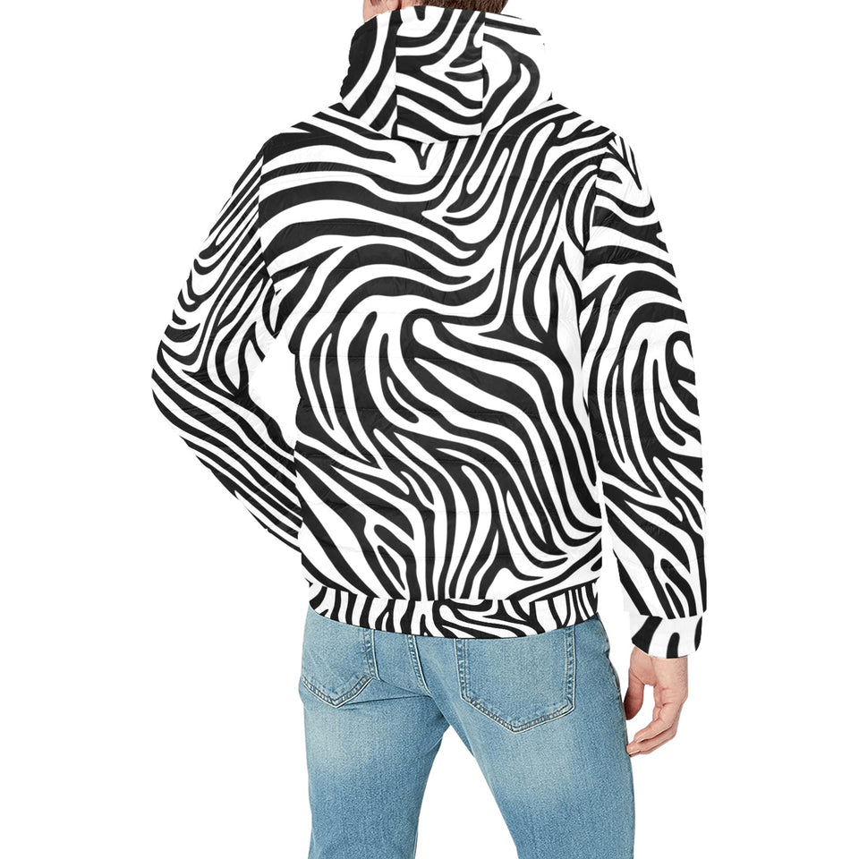 Zebra skin pattern Men's Padded Hooded Jacket