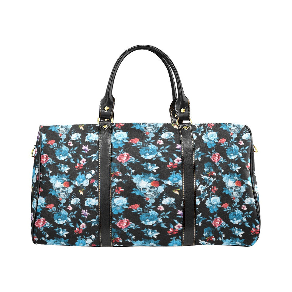 Skull flower roses leave pattern Travel Bag