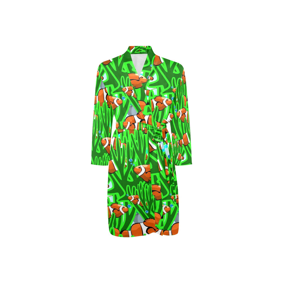 Clown Fish Pattern Print Design 01 Men's Long Sleeve Belted Night Robe