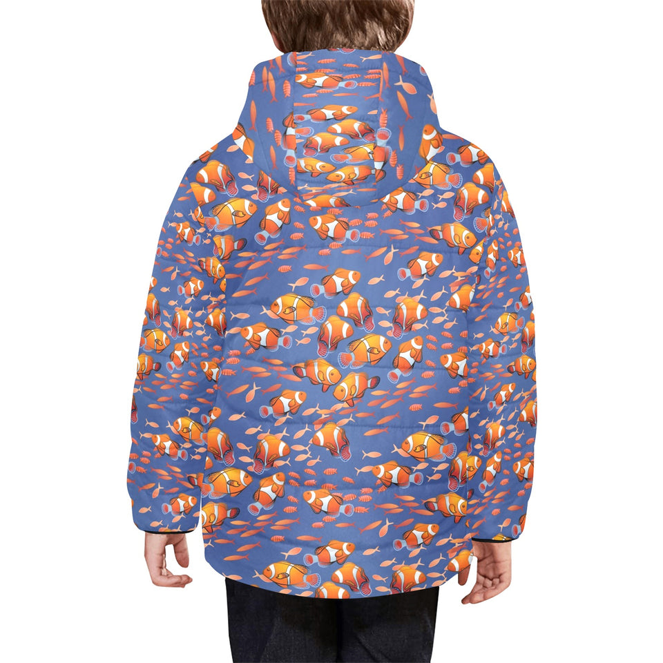 Clown Fish Pattern Print Design 04 Kids' Boys' Girls' Padded Hooded Jacket