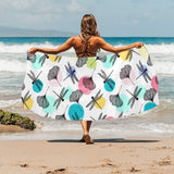 Dragonflies ginkgo leaves pattern Beach Towel