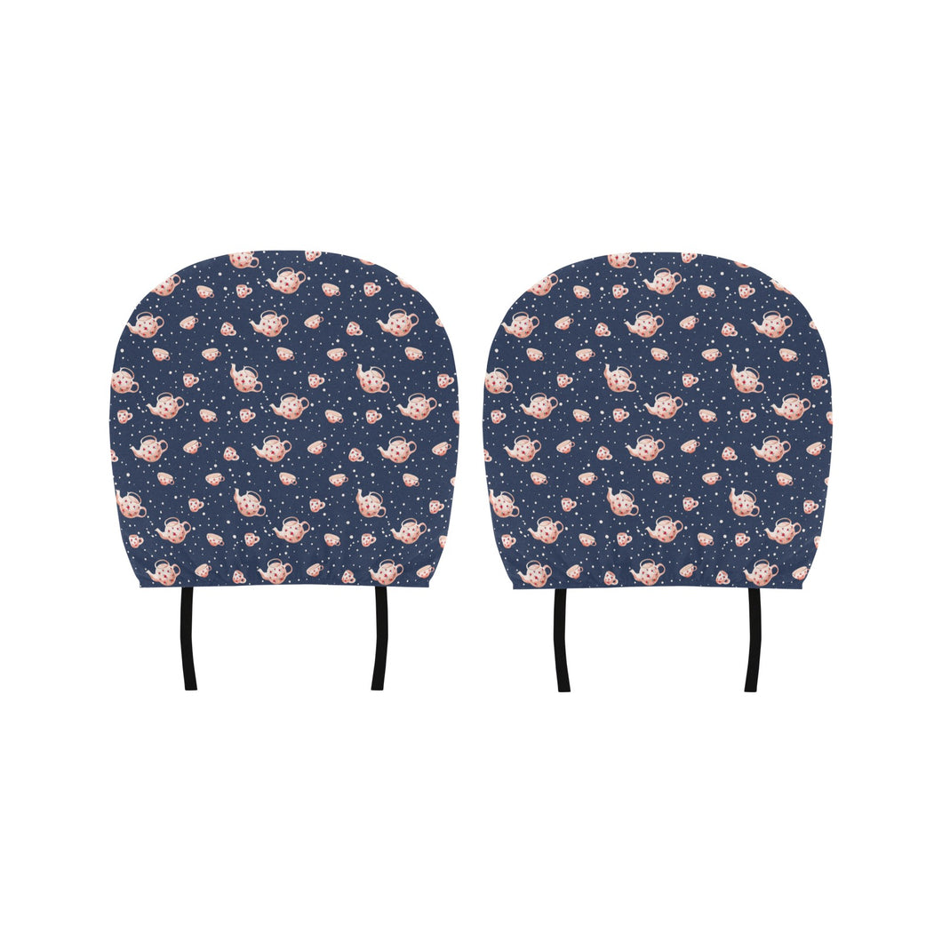 Tea pots Pattern Print Design 04 Car Headrest Cover