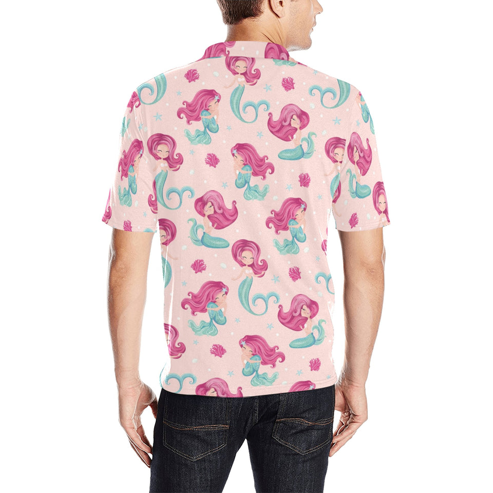 Cute little mermaid pattern Men's All Over Print Polo Shirt