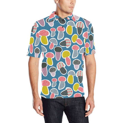 Colorful mushroom design pattern Men's All Over Print Polo Shirt